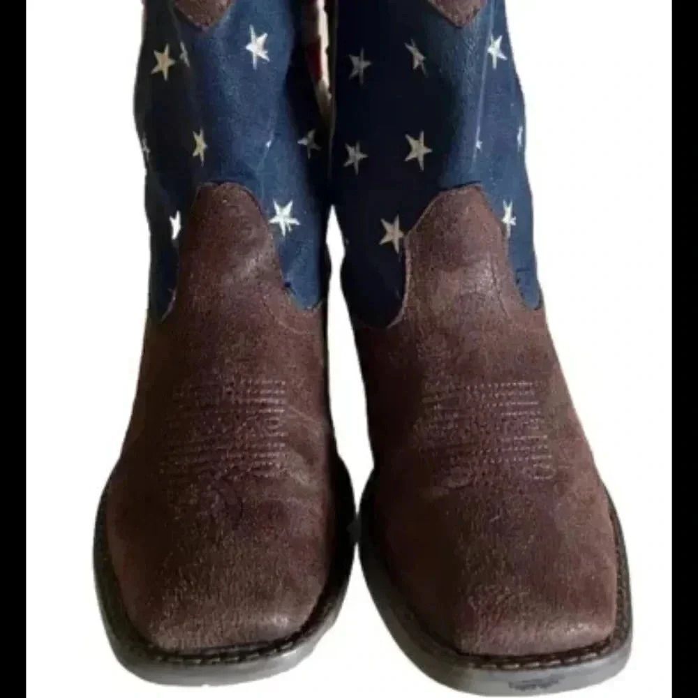 ROPER‎ Big Kids’ American Patriot  Square Toe Boots Faux Leather Size 3